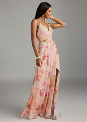 Azazie Davis Abstract Bouquet Floral A-Line V-Neck Chiffon Dress abstract_bouquet_floral