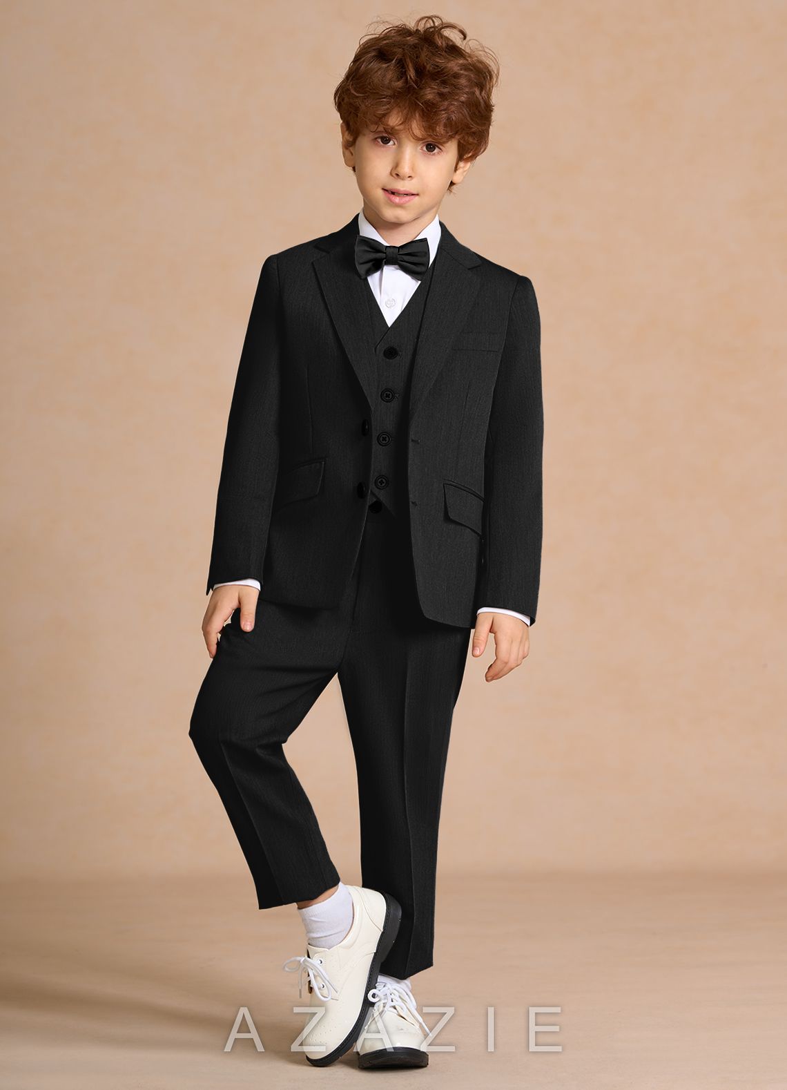 Oliver Black Boys 5-Piece Suit With Bow Tie