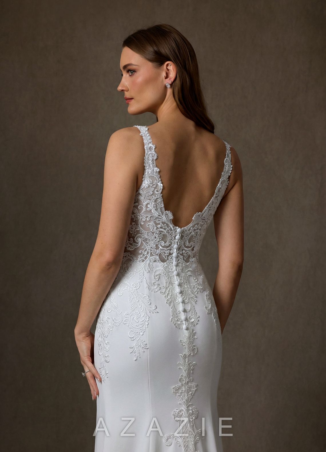 Azazie Isadora Diamond White Mermaid Lace Dress