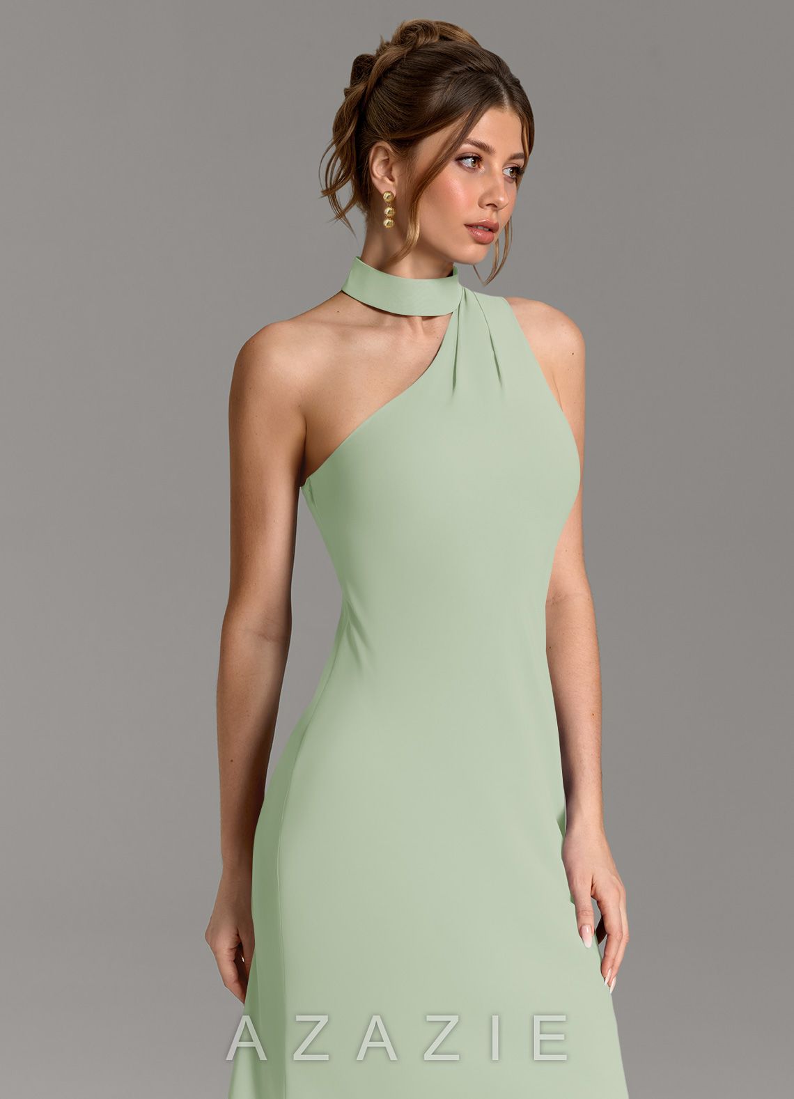 Azazie Seona Dusty Sage Mermaid One Shoulder Chiffon Dress dusty_sage