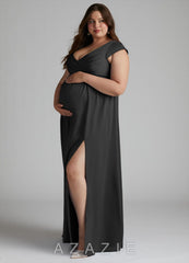 Azazie Allessia Stretch Satin Dress A-Line Pleated Stretch Satin Floor-Length Dress black