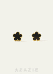 18K Gold Plated Stainless Steel Five-Leaf Clover Charm Earrings