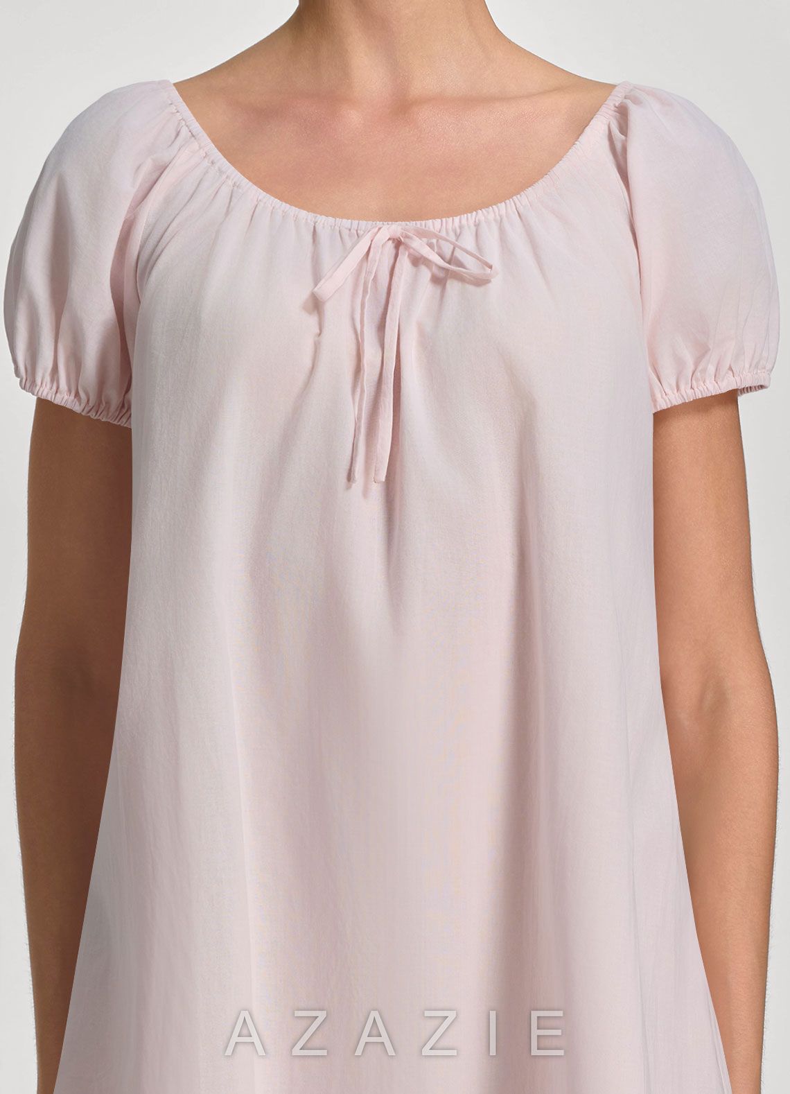 Woven Cotton Puff Sleeve Nightgown  blushing_pink