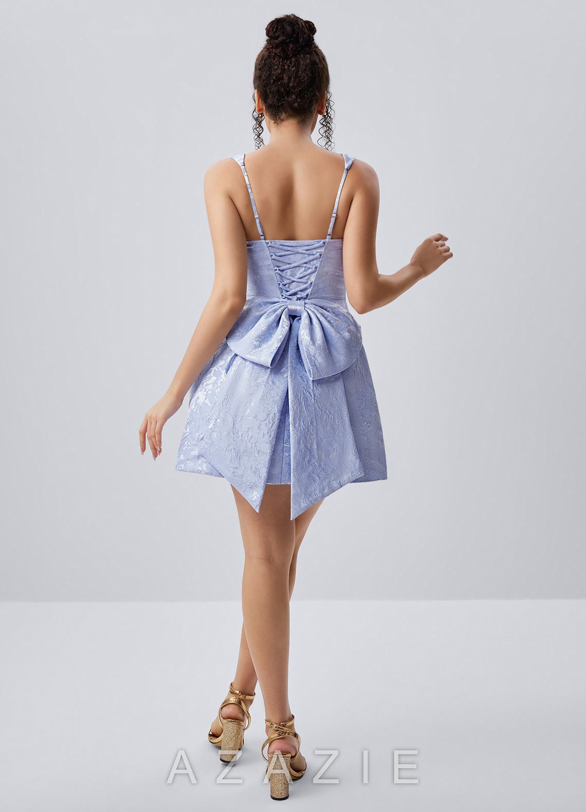 Thalassiana Periwinkle Tank Jacquard Bows A-Line Mini Dress