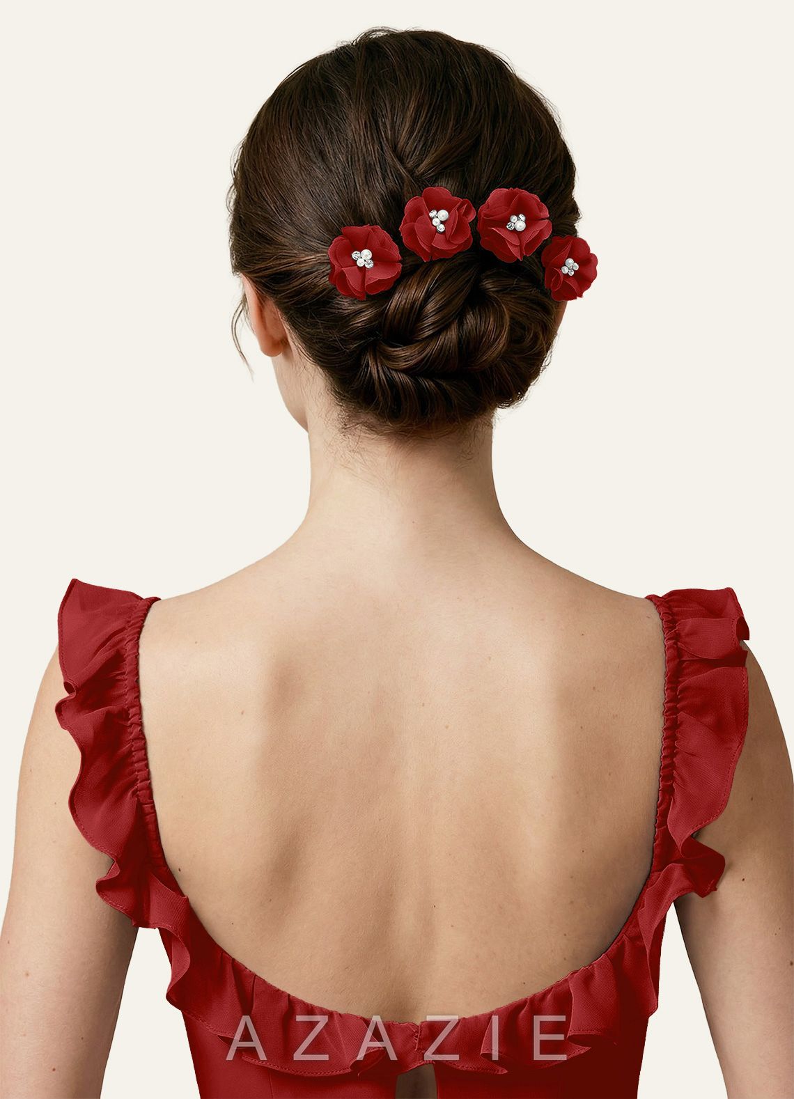 Four-Piece Matching Color Chiffon Hair Clip Set