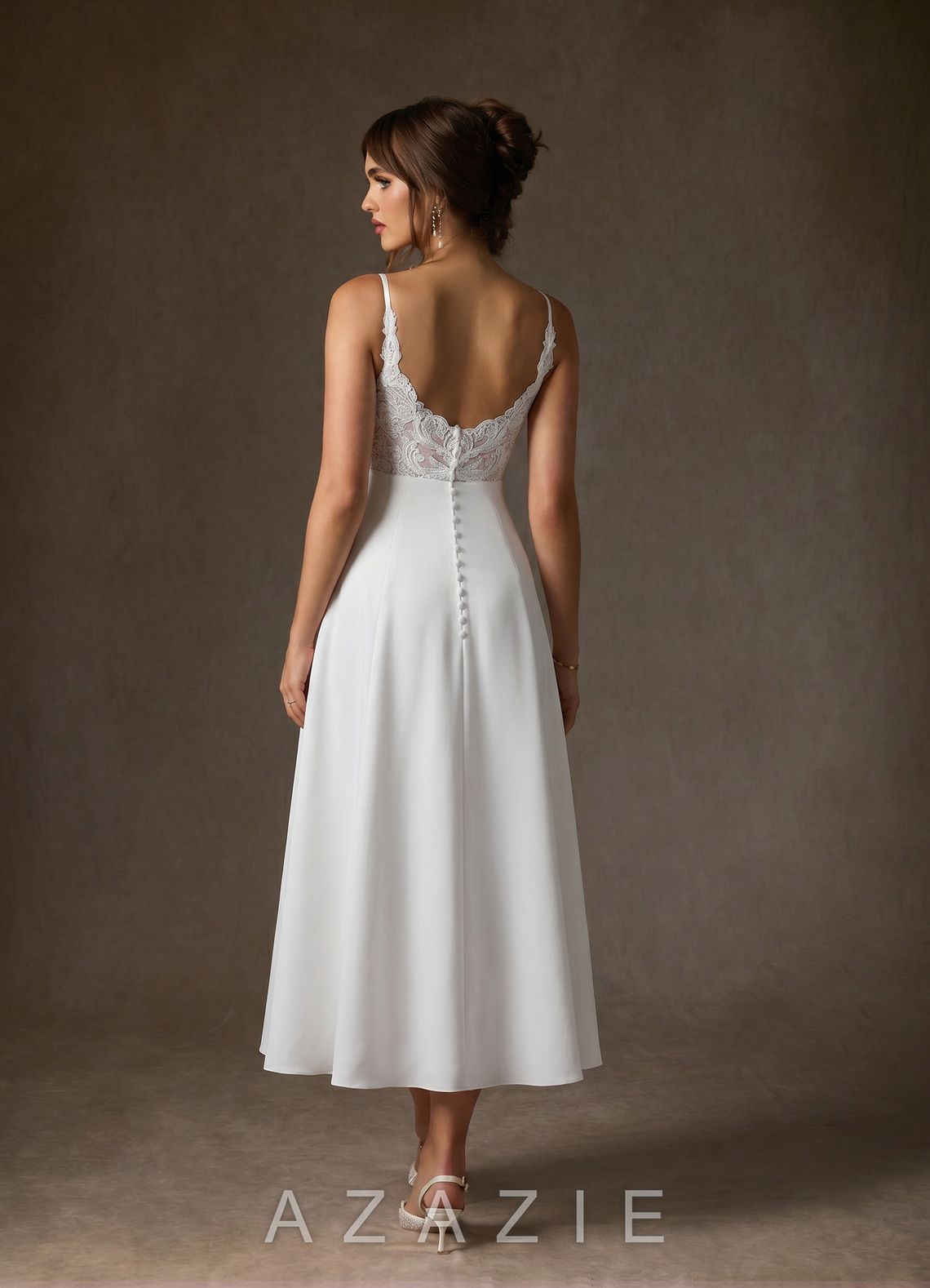 Azazie Xena Diamond White A-Line Stretch Crepe Dress