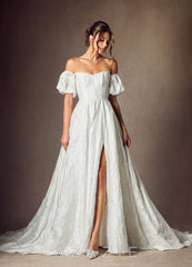 Azazie Gladiola Diamond White Ball-Gown Sweetheart Neckline Floral Burnout Jacquard Dress