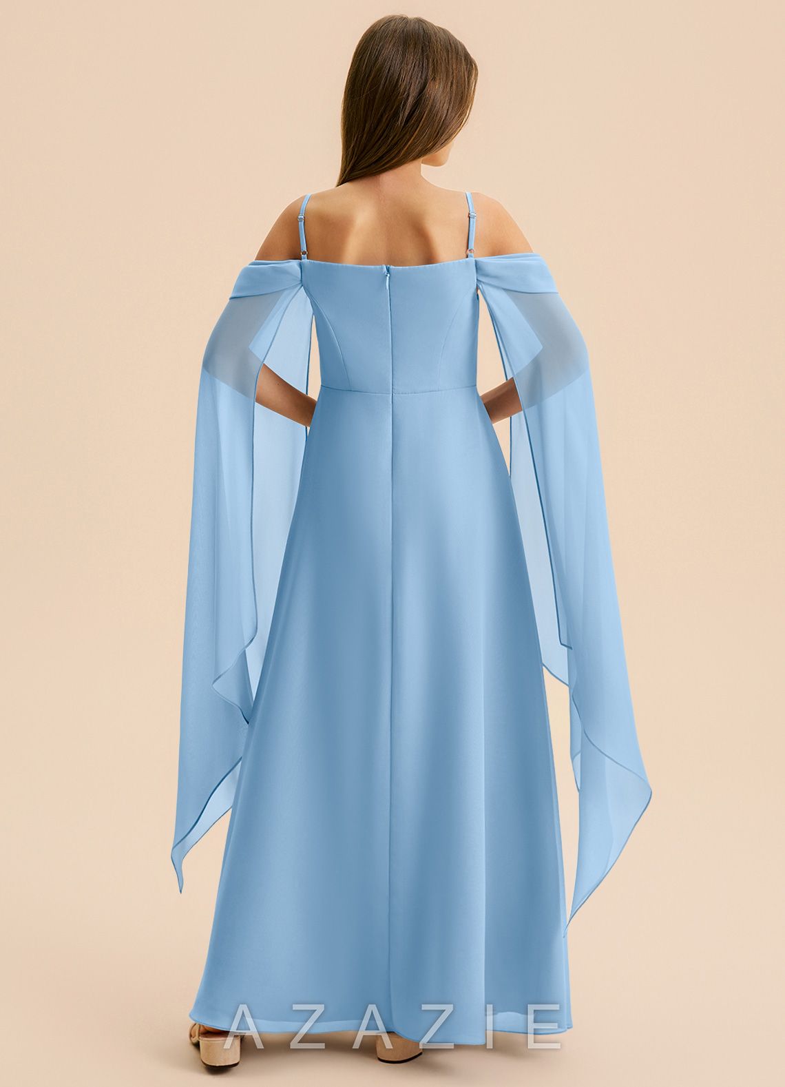 Azazie Moana Junior Powder Blue A-Line Pleated Chiffon Dress powder_blue