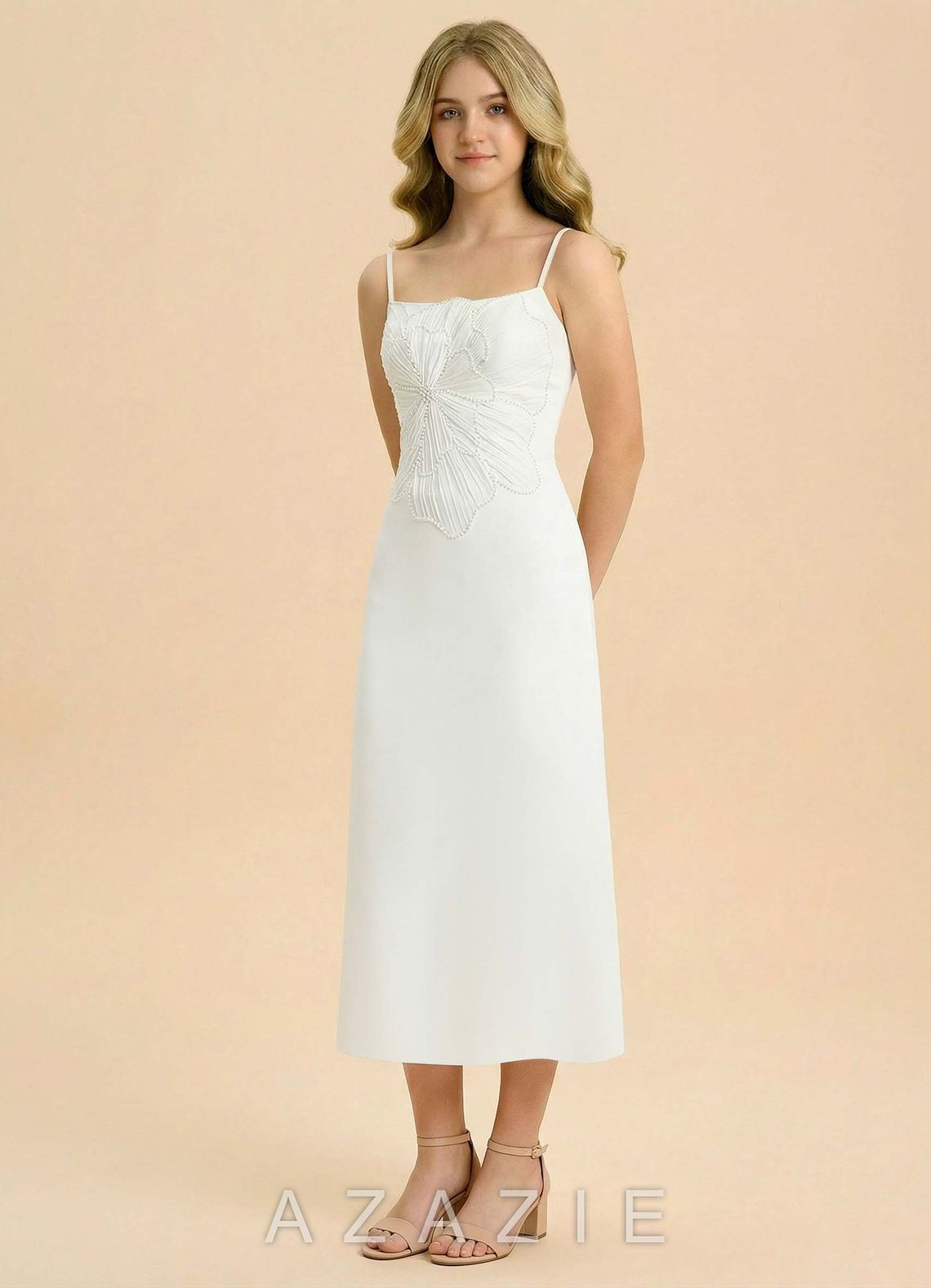 Azazie Leina Junior Formal Dress  white_#wt134112