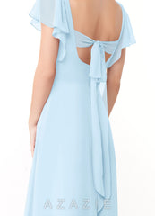 Azazie Syenna Sky Blue A-Line Ruched Chiffon Dress sky_blue
