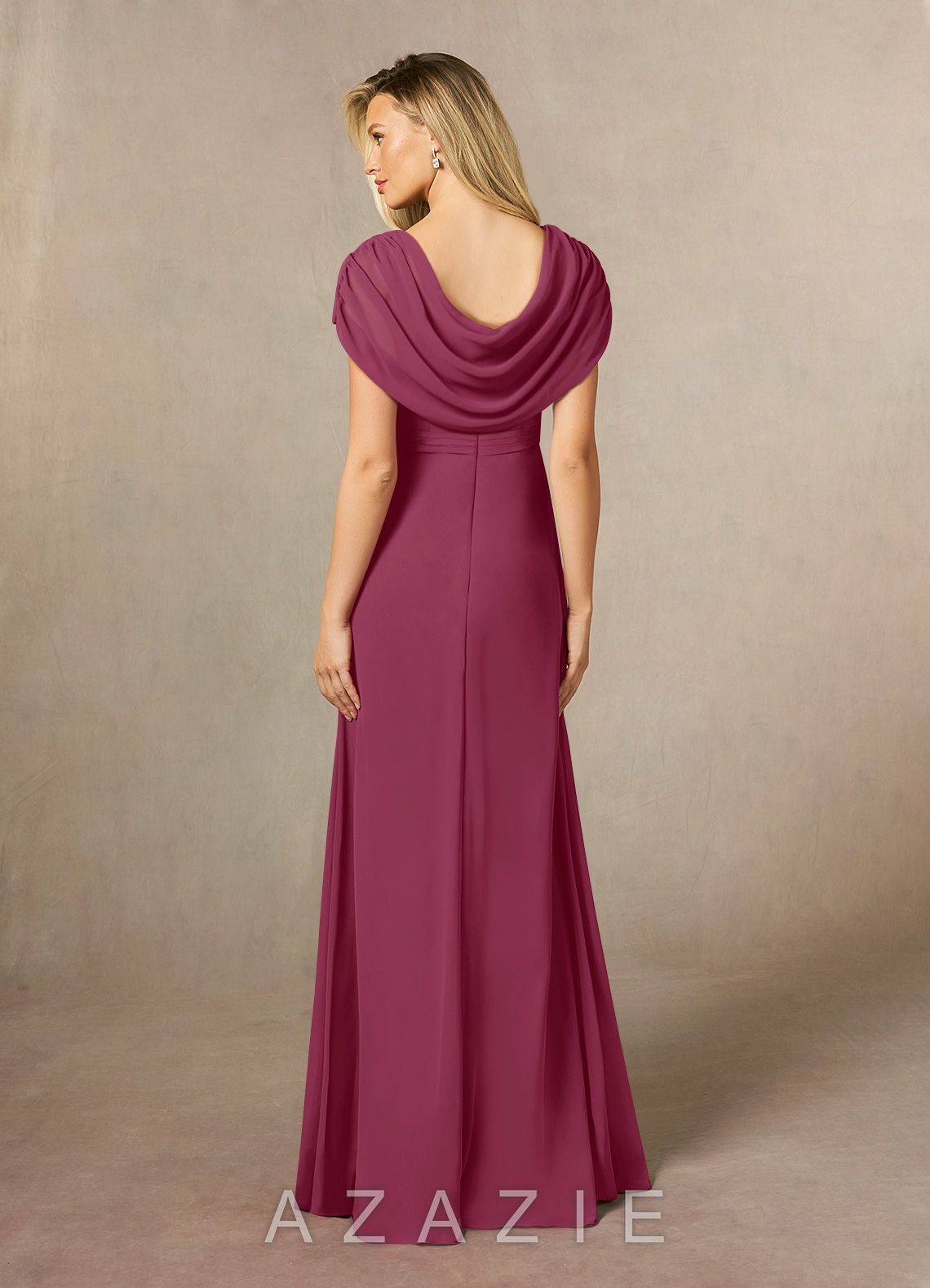 Azazie Mary Mulberry A-Line Side Slit Chiffon Dress mulberry