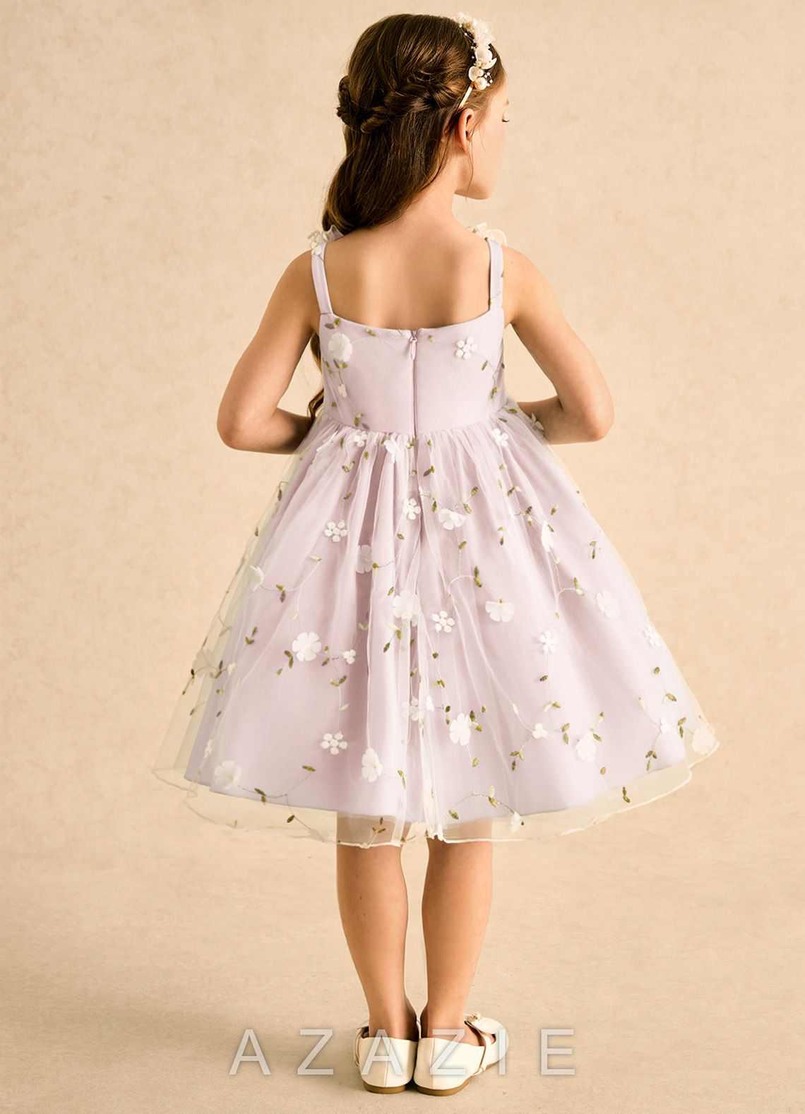Azazie Krissie Blushing Pink A-Line Ruched Tulle Dress blushing_pink