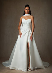 Azazie Adimaris Diamond White A-Line Satin Dress diamond_white
