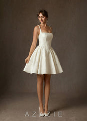 Azazie Daisley Antique White A-Line with Pockets Floral Jacquard Dress antique_white