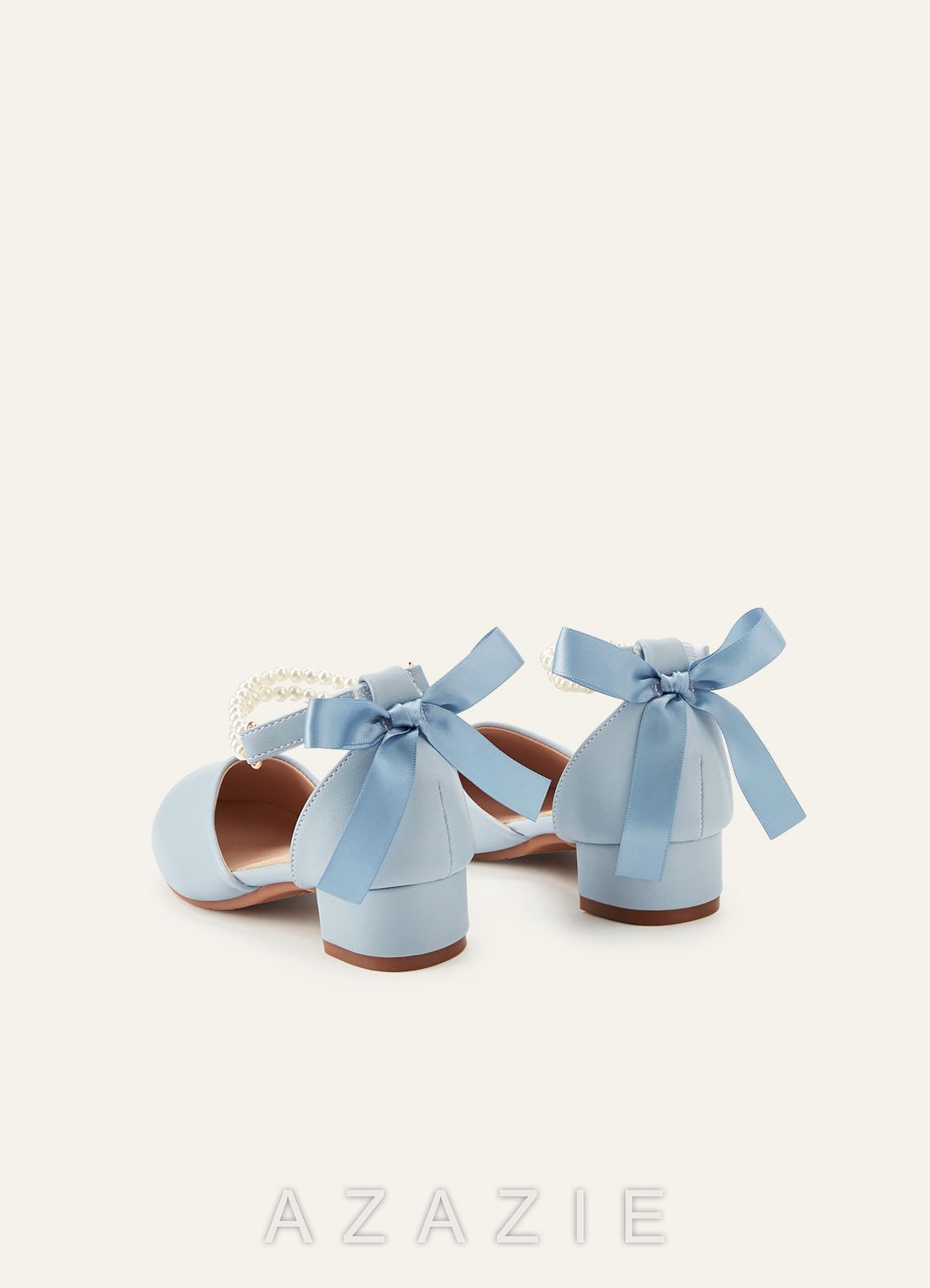 Satin Bow Pearl Strap Girl's Block Heels for Little & Big Kids