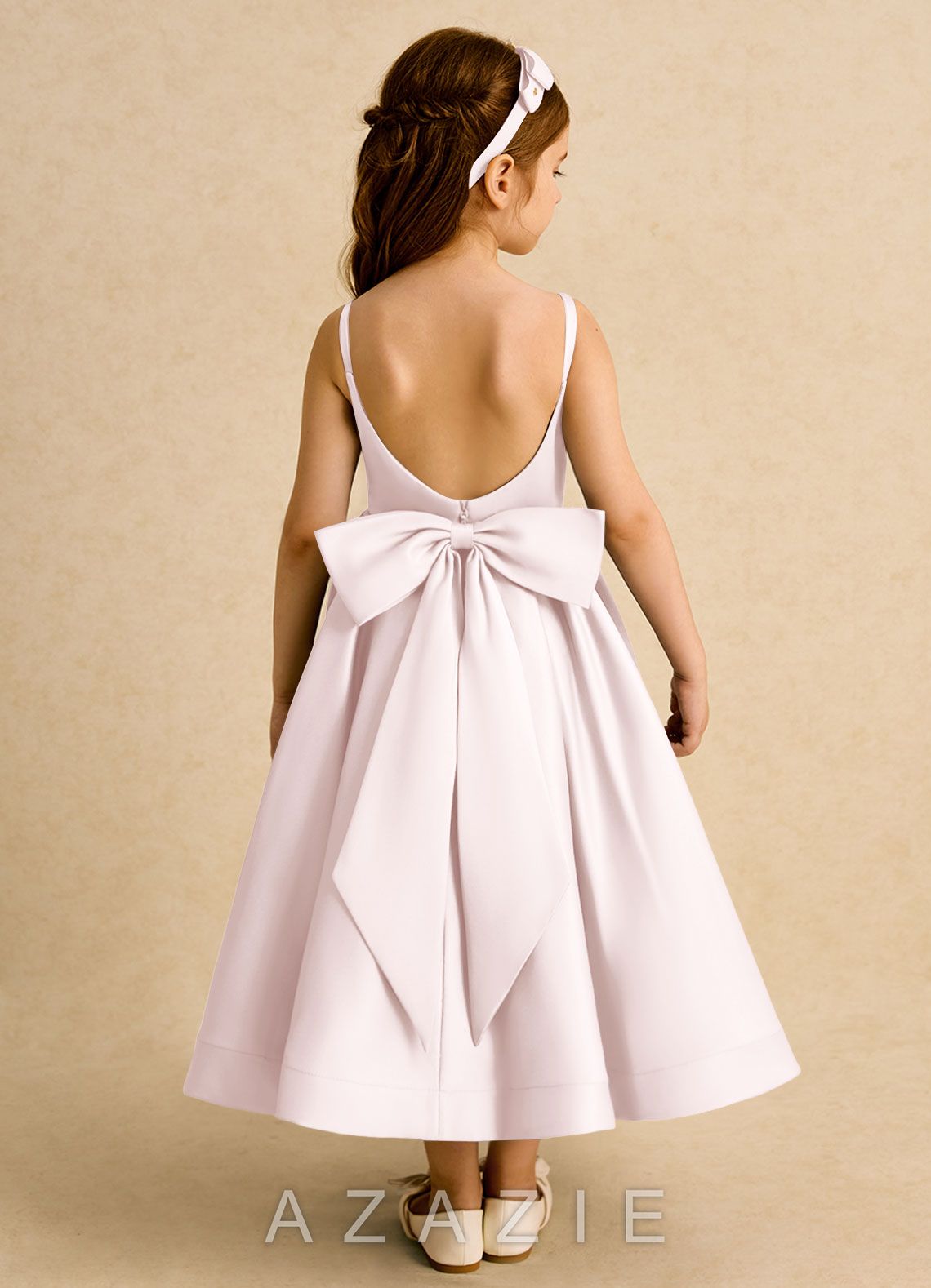 Azazie Babs Blushing Pink Ball-Gown Pleated Matte Satin Dress blushing_pink