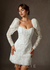 Azazie Winter Diamond White A-Line Strapless Lace Dress diamond_white