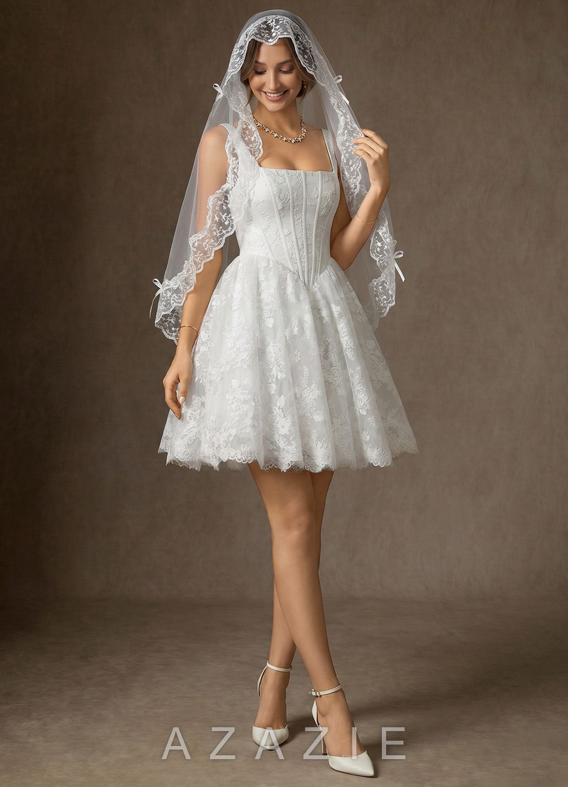 The French Vintage Ruffled Lace Elbow Veil  diamond_white