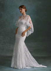 Azazie Dawna Diamond White Mermaid Strapless Lace Dress