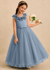 Azazie Eden Dusty Blue Ball-Gown Pleated Tulle Dress dusty_blue