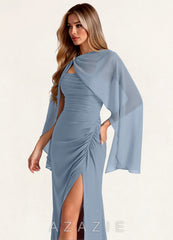 Azazie Matching Chiffon Cape with Metal Ring Clasp  dusty_blue