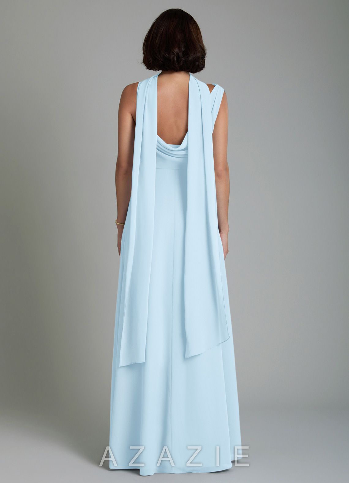 Azazie True Sky Blue A-Line Pleated Chiffon Dress sky_blue