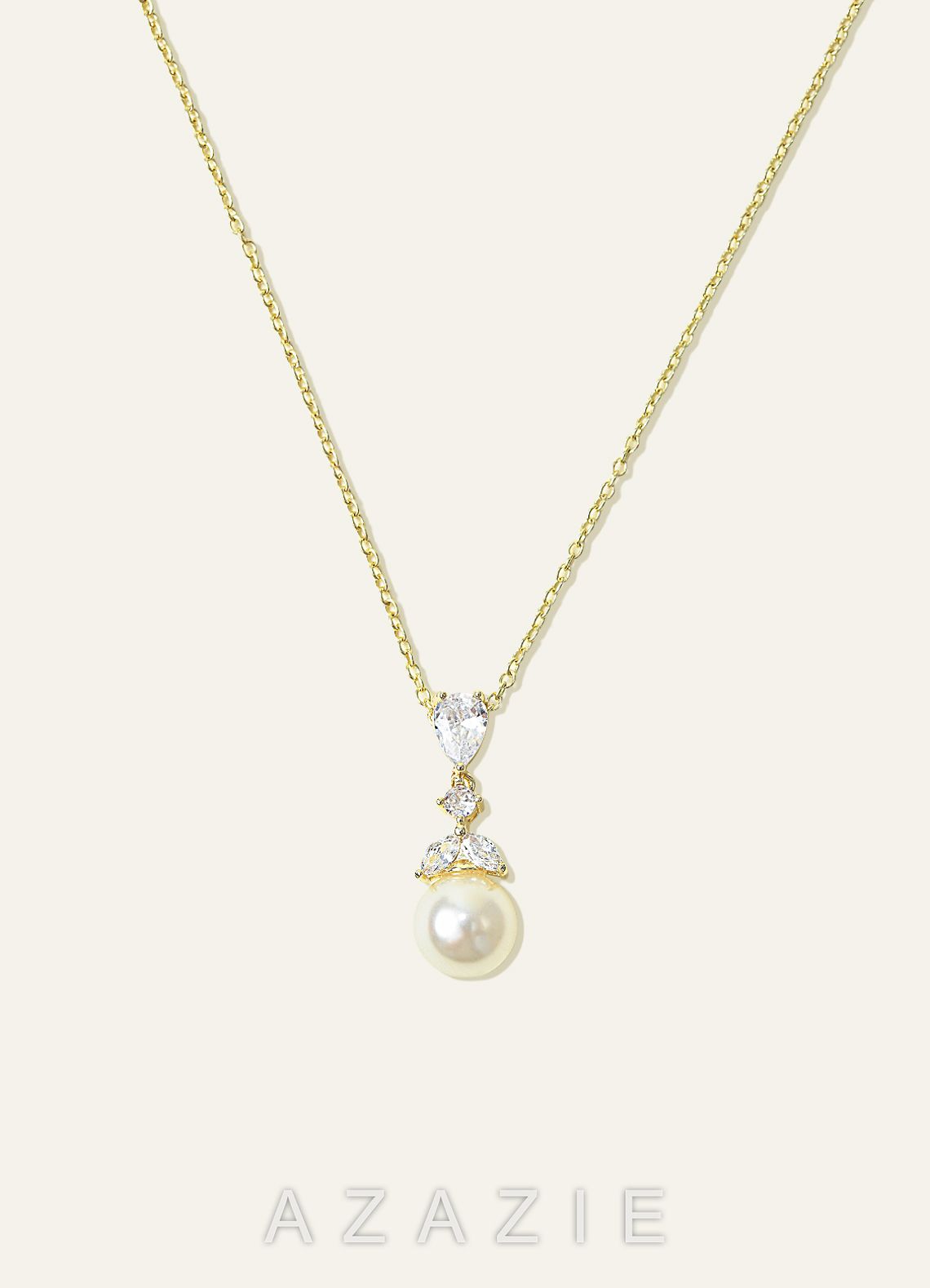 Pear Cut Pearl Drop Necklace