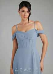 Azazie Cece Dusty Blue A-Line Off the Shoulder Chiffon Dress dusty_blue
