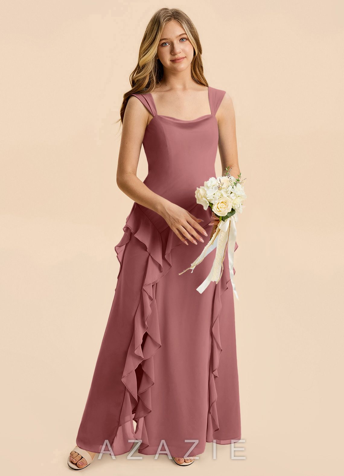 Azazie Sloane Junior Amethyst A-Line Sweetheart Neckline Chiffon Dress amethyst