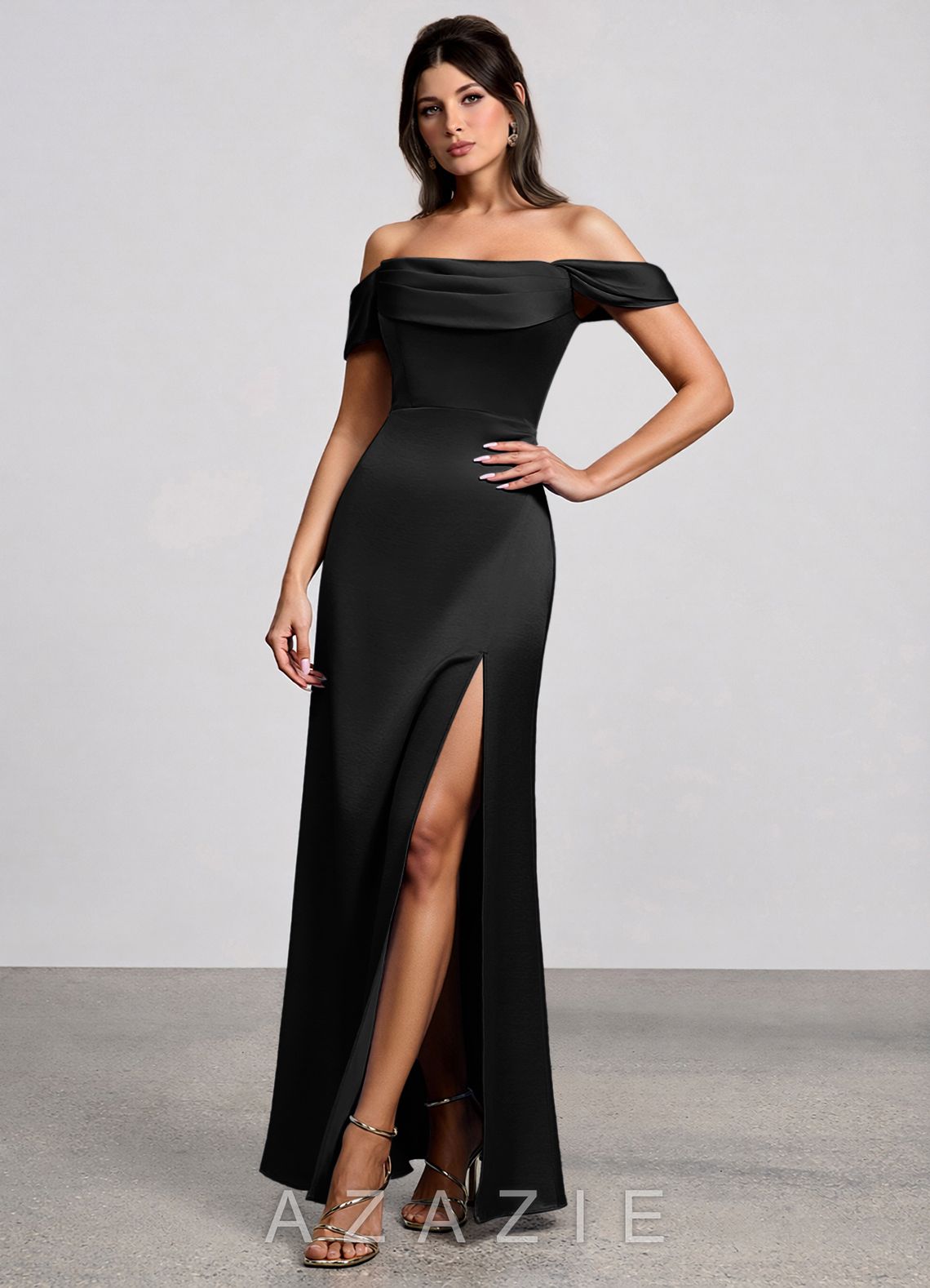 Nerida {color} Luminous Satin Maxi Dress  black