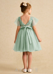 Azazie Queenie Agave A-Line Lace Dress agave