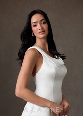 Azazie Carrie Diamond White A-Line Stretch Satin Dress diamond_white
