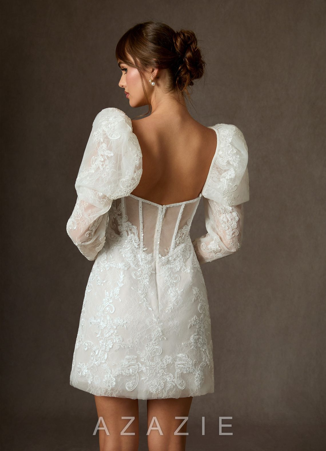 Azazie Winter Diamond White A-Line Strapless Lace Dress diamond_white