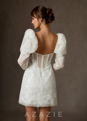 Azazie Winter Diamond White A-Line Strapless Lace Dress diamond_white
