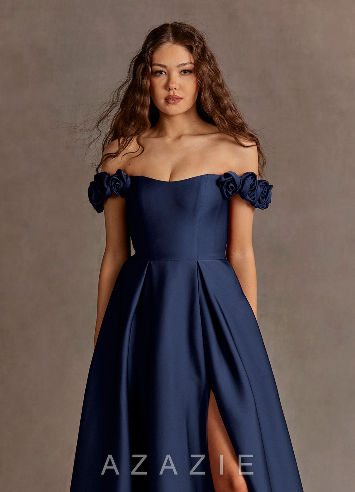 Azazie Romance {color} Rose Straps Gown  navy_#ny134188