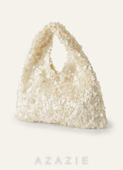 Sequin Embellished Hobo Bag with Detachable Chain Strap