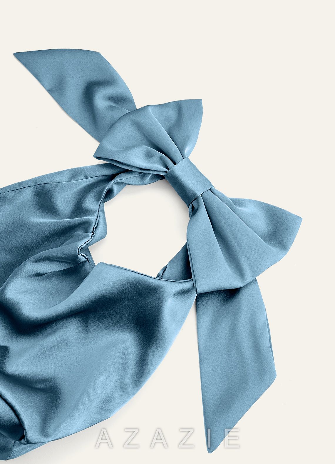 Matching Color Stretch Satin Bow Handbag  steel_blue