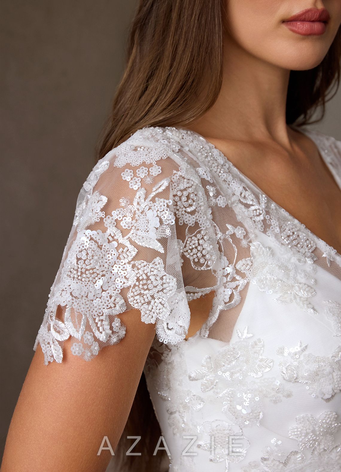 Azazie Tiana Diamond White Sheath Lace Dress