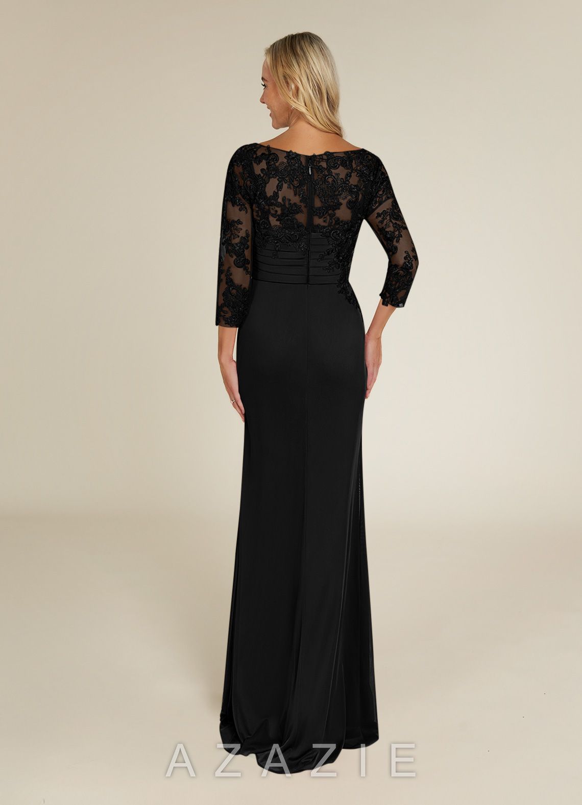 Azazie Alisondra Black Sheath Scoop Lace Lace Dress black