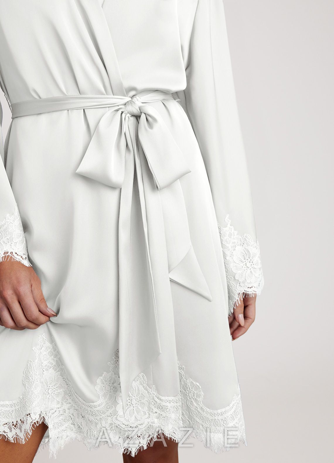 Signature Lace Satin Robes  white