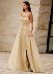 Brilliance Champagne Glitter Prom Dress