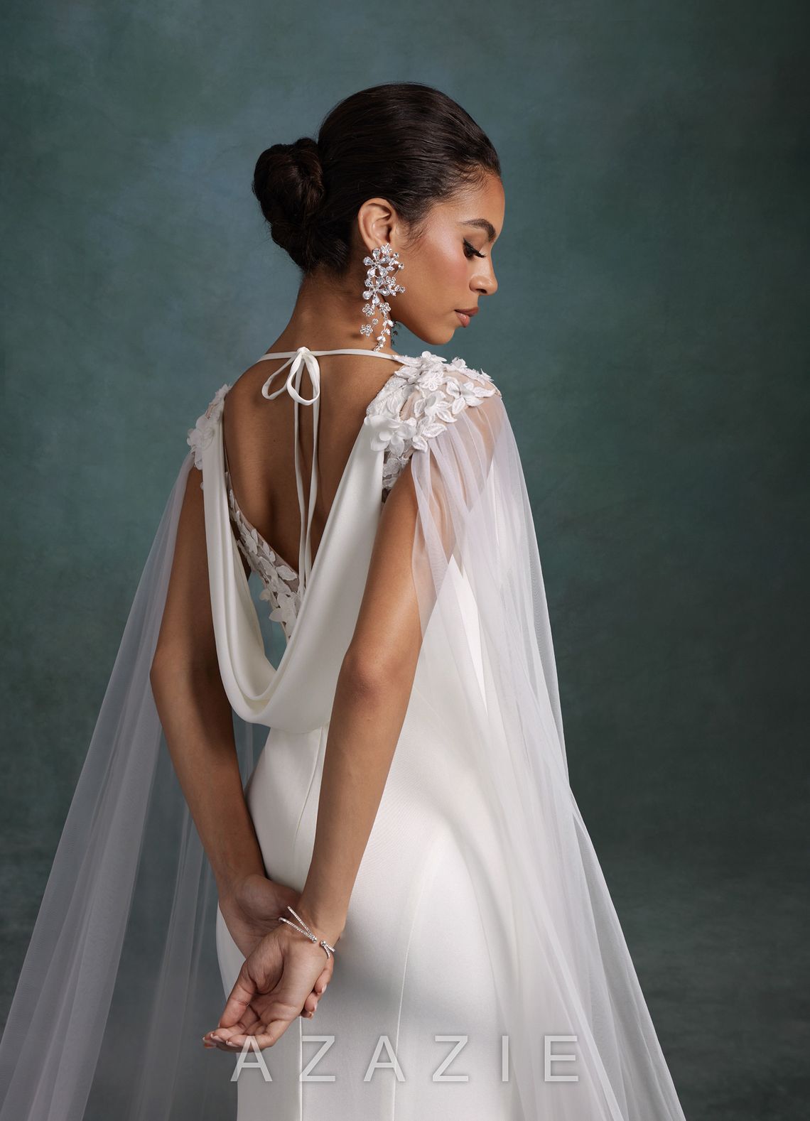 Azazie Oaklynn Diamond White Mermaid Boatneck Crepe Back Satin Dress diamond_white