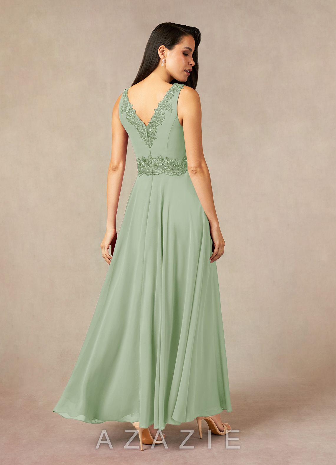 Azazie Devana Dusty Sage A-Line Sequins Chiffon Dress dusty_sage