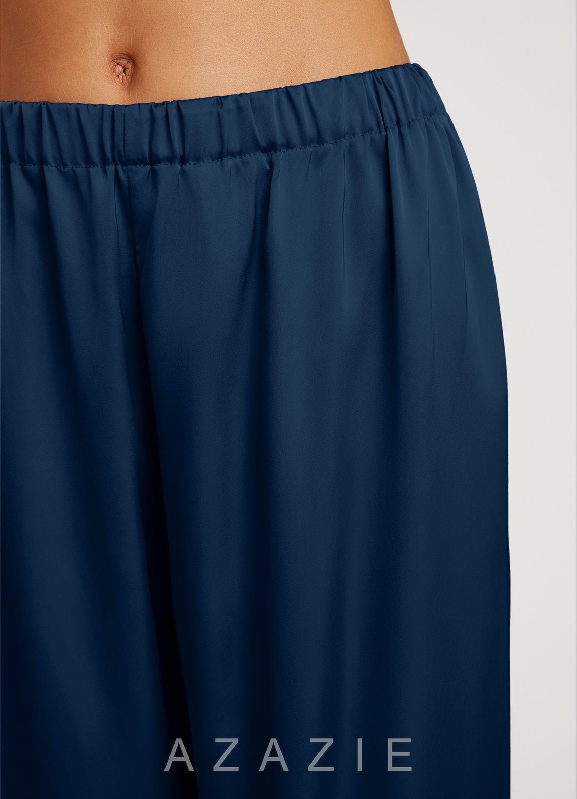 Satin Trim Pajama Set  dark_navy