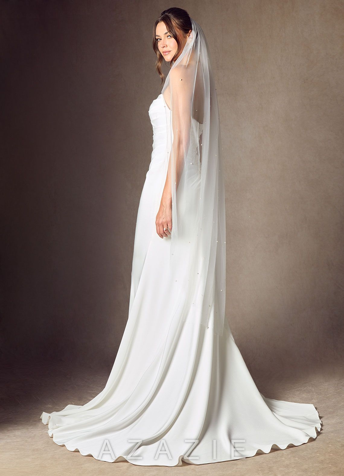 Jenna Pearl Waltz Length Veil  diamond_white
