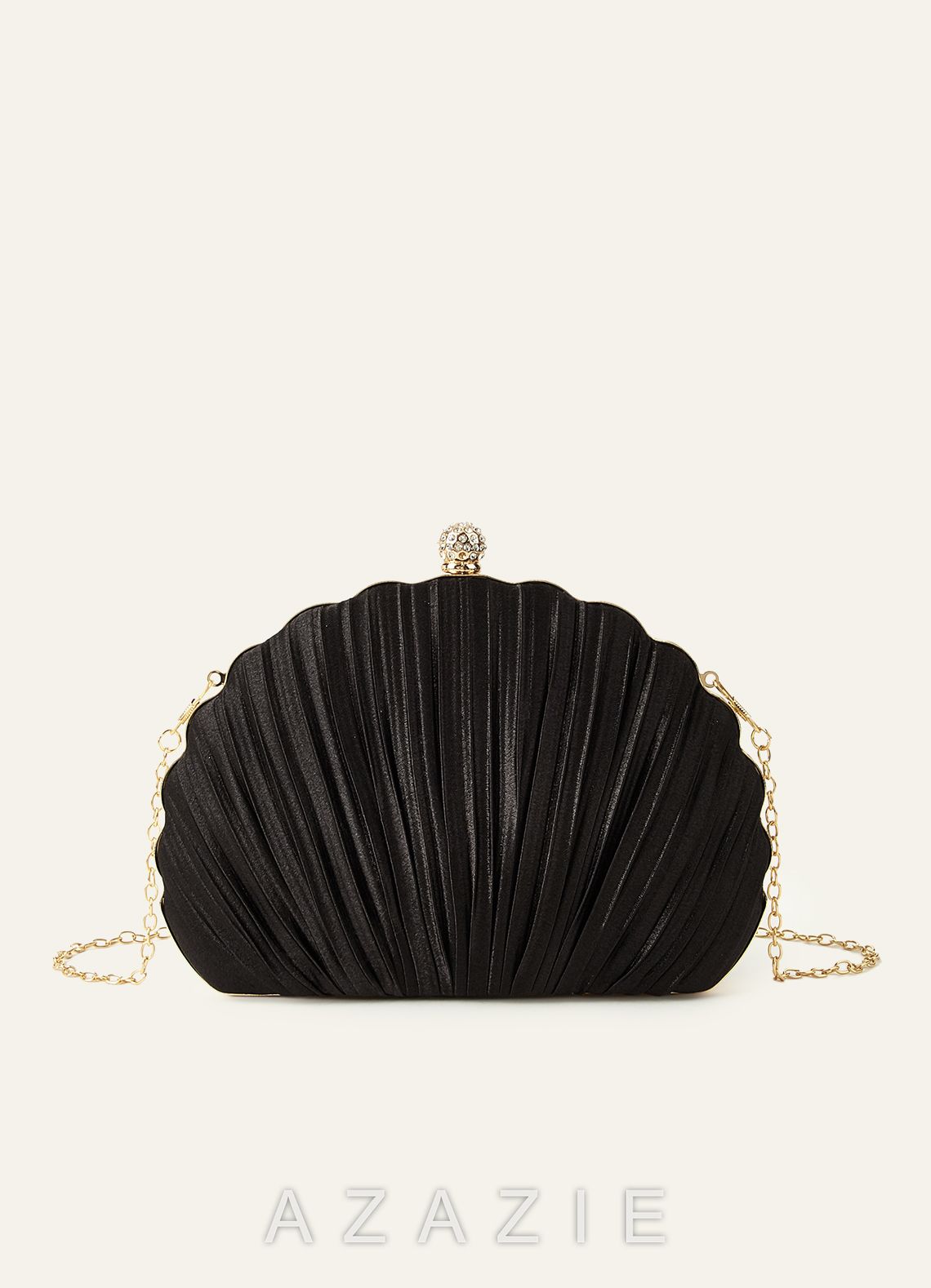 Shell-Shape Pleated Evening Clutch