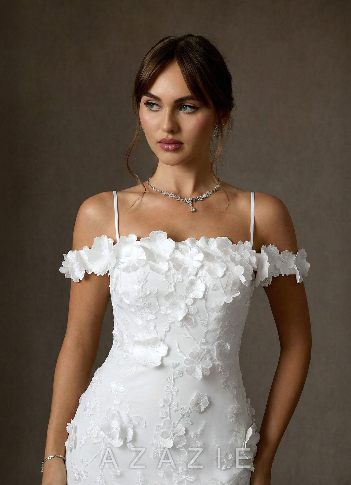 Azazie Olessia Diamond White Mermaid Lace Dress diamond_white