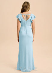 Azazie Demi Junior Sky Blue Mermaid Bow Stretch Satin Dress sky_blue