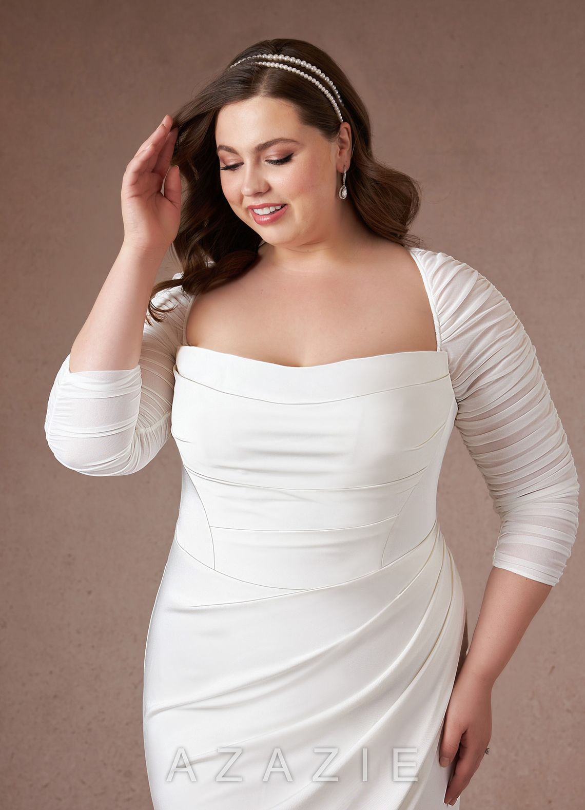 Azazie Marsella Wedding Dress Diamond White Mermaid Strapless Crepe Back Satin D