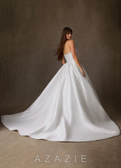 Azazie Theresa Diamond White A-Line Strapless Mikado Dress diamond_white